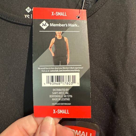NWT Member's Mark X-Small Work it Out Tank Crop Ladies Black Fitted Running Gym - Picture 6 of 7
